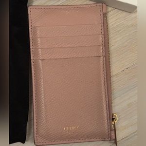 Authentic Celine card holder wallet with zip - pink with box